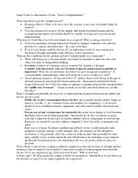 Some Notes for Discussion of Kant, “What Is Enlightenment?”