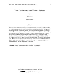 Time Cost Component of Project Analysis