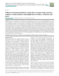 Fisheries Restoration Potential for a Large Lake Ecosystem: Using Ecosystem Models to Examine Dynamic Relationships Between Walleye, Cormorant, and Perch