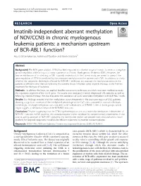 Imatinib Independent Aberrant Methylation of NOV/CCN3 In