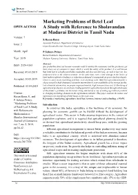 Marketing Problems of Betel Leaf a Study with Reference To
