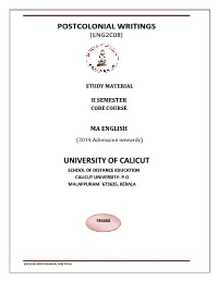 POSTCOLONIAL WRITINGS- II Semester