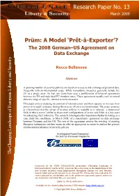 Prüm: a Model 'Prêt-À-Exporter'? Research Paper No. 13