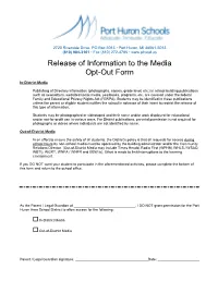 Release of Information to the Media Opt-Out Form