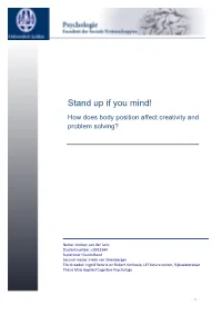 Stand up If You Mind! How Does Body Position Affect Creativity and Problem Solving?