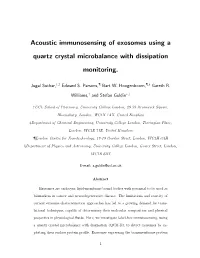 Acoustic Immunosensing of Exosomes Using a Quartz Crystal Microbalance with Dissipation Monitoring
