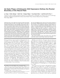 An Early Phase of Embryonic Dlx5 Expression Defines the Rostral