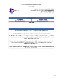 Automated Scanning Vulnerability Report