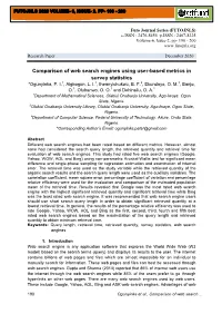 Comparison of Web Search Engines Using User-Based Metrics in Survey Statistics *Ogunyinka, P
