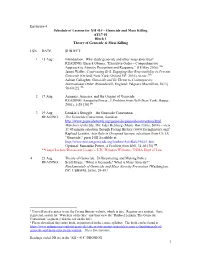Enclosure 4 Schedule of Lessons for XH 415 – Genocide and Mass Killing AY17-01 Block I Theory of Genocide & Mass Killing