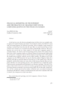 Financial Reporting on the Internet and the Practice of Croatian Joint Stock Companies Quoted on the Stock Exchanges