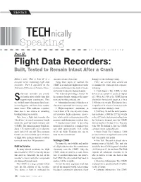 Flight Data Recorders: Built, Tested to Remain Intact After a Crash