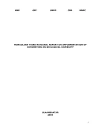 Mne Gef Undp Cbd Mnec Mongolian Third National Report On