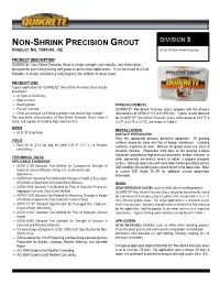 Non-Shrink Precision Grout 1585-00