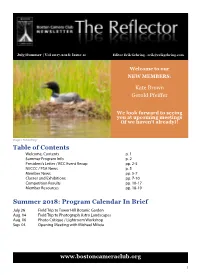 Table of Contents Summer 2018: Program