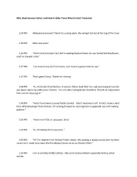 Why Read Science Fiction and How to Help Those Who Do Chat Transcript