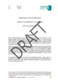 Witzenhausen Thesis Research Grant Leaflet for the Submission