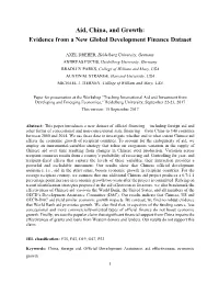 Aid, China, and Growth: Evidence from a New Global Development Finance Dataset