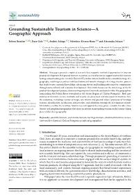Grounding Sustainable Tourism in Science—A Geographic Approach