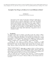 Incomplete Tone Merger As Evidence for Lexical Diffusion in Dalian Te