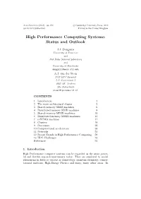 High Performance Computing Systems: Status and Outlook
