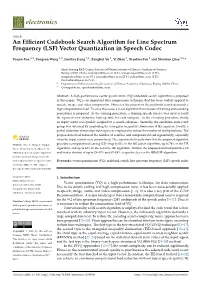 (LSF) Vector Quantization in Speech Codec