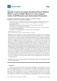 Malva Neglecta Wallr.) Based on Color, Organic Acids, Total Phenolics and Antioxidant Parameters