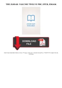 The Zohar: Volume Twelve PDF Book