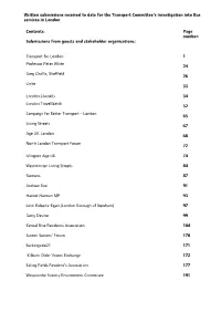 Written Submissions Received to Date for the Transport Committee's