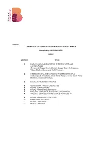 Appendix DERIVATION of CURRENT BOURNEMOUTH STREET NAMES