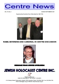Centre News Editor: Stan Marks; Editorial Assistance: Shmuel Centres Being Set up Around the World