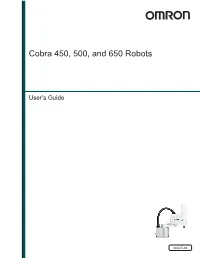 Cobra 450, 500, and 650 Robot User's Guide