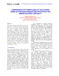 Comparison of Power Quality Solutions Using Active and Passive Rectification for More Electric Aircraft
