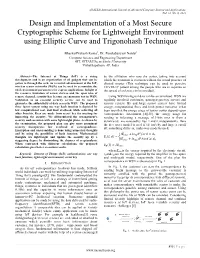 Design and Implementation of a Most Secure Cryptographic Scheme for Lightweight Environment Using Elliptic Curve and Trigonohash Technique
