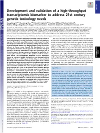 Development and Validation of a High-Throughput Transcriptomic Biomarker to Address 21St Century Genetic Toxicology Needs