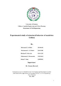 Experimental Study of Structural Behavior of Mesh-Box Gabion