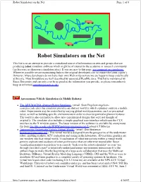 Robot Simulators on the Net Page 1 of 6