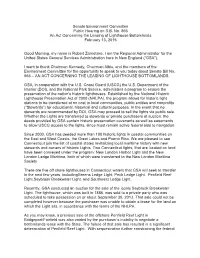 Senate Environment Committee Public Hearing on S.B. No. 866 an Act Concerning the Leasing of Lighthouse Bottomlands February 13, 2015