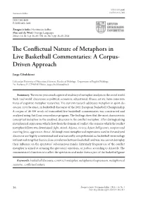 The Conflictual Nature of Metaphors in Live Basketball Commentaries: a Corpus- Driven Approach