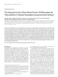 The Induction Levels of Heat Shock Protein 70 Differentiate the Vulnerabilities to Mutant Huntingtin Among Neuronal Subtypes