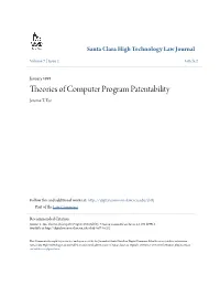 Theories of Computer Program Patentability Jerome T