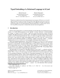 Typed Embedding of a Relational Language in Ocaml