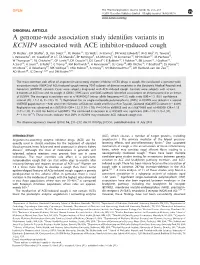 A Genome-Wide Association Study Identifies Variants in KCNIP4