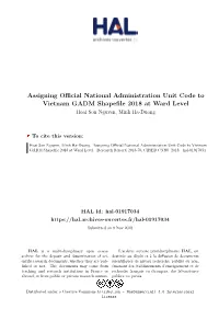 Assigning Official National Administration Unit Code to Vietnam GADM Shapefile 2018 at Ward Level