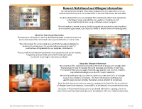 Buona's Nutritional and Allergen Information
