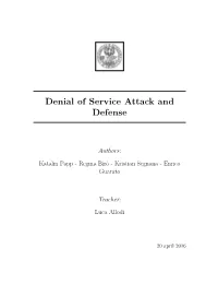Denial of Service Attack and Defense