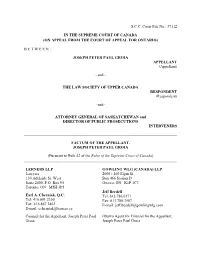 Factum of the Appellant, Joseph Peter Paul Groia