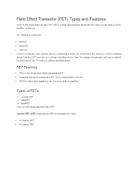 Field Effect Transistor (FET) Types and Features