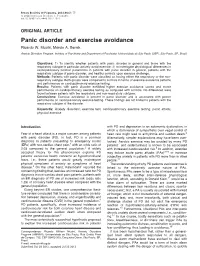Panic Disorder and Exercise Avoidance Ricardo W