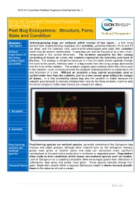 Peat Bog Ecosystems: Structure, Form, State and Condition
